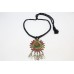 Tribal traditional silver pendant jewelry glass studded black thread P 695